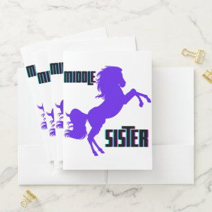 Middle Sister Purple Pony Rearing Pocket Folder