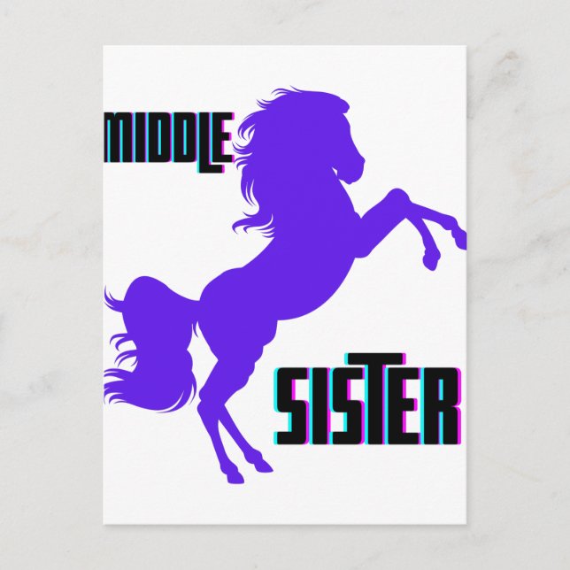 Middle Sister Purple Pony Rearing Postcard (Front)