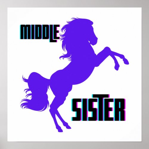 Middle Sister Purple Pony Rearing Poster