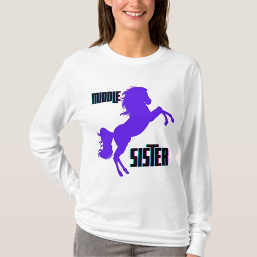 Middle Sister Purple Pony Rearing T_Shirt