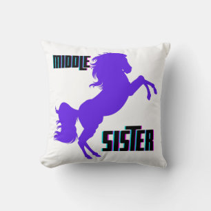 Middle Sister Purple Pony Rearing Throw Pillow