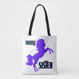 Middle Sister Purple Pony Rearing Tote Bag