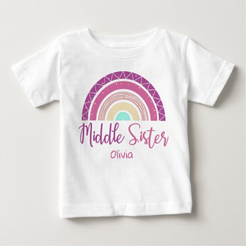 Middle Sister rainbow customizable name Baby T_Shirt