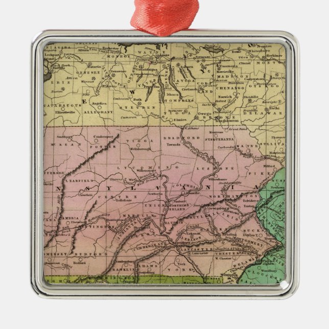 Middle States Olney Map Metal Ornament (Front)