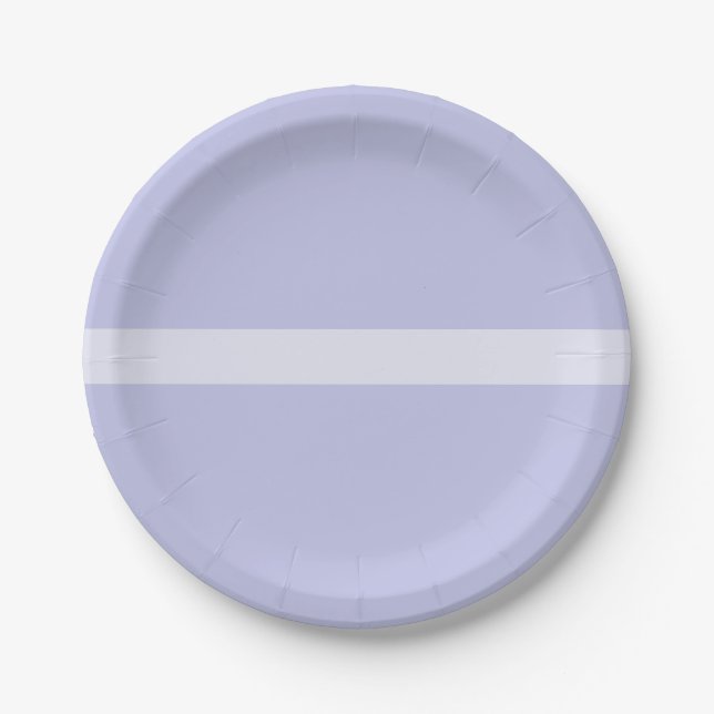 Middle Stripe Nearly Solid Minimal Lavender Purple Paper Plates (Front)