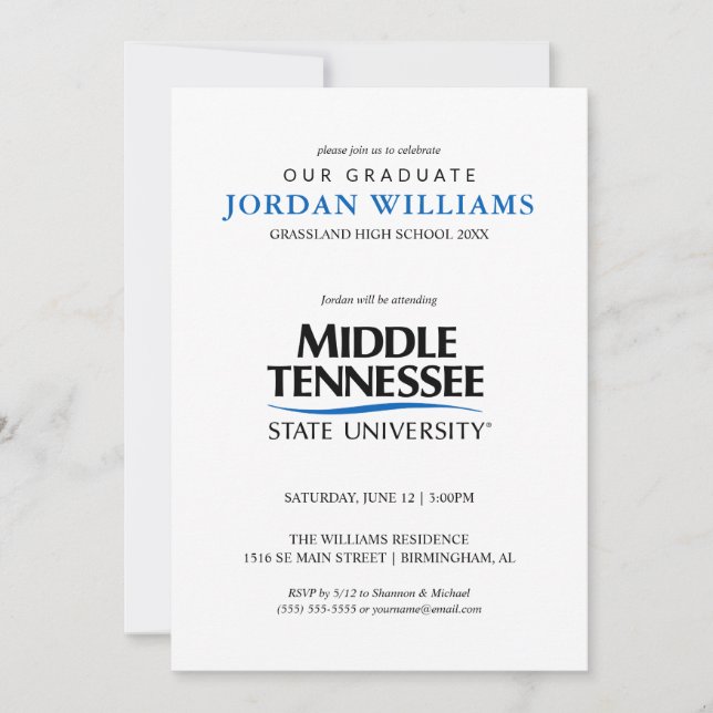 Middle Tennessee State University Announcement (Front)