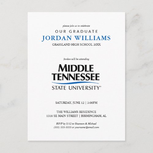 Middle Tennessee State University Announcement Postcard