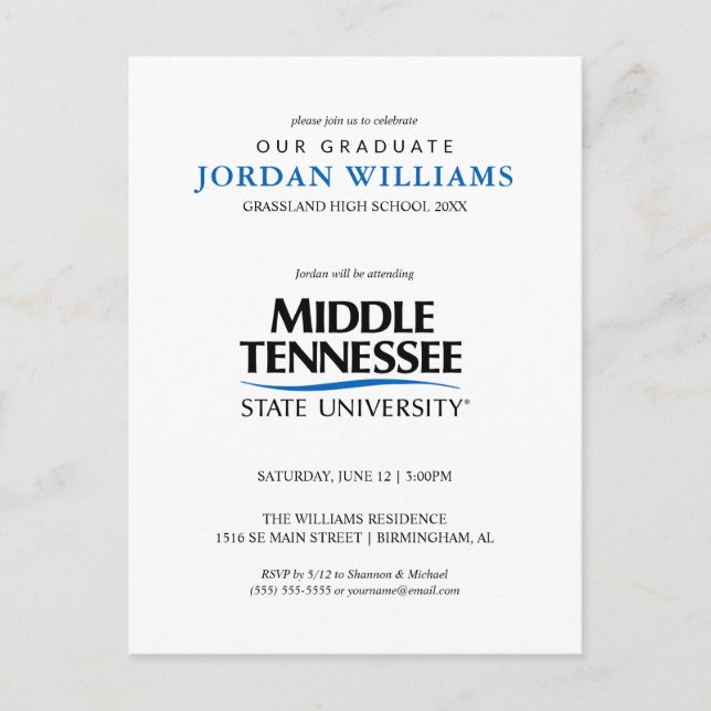 Middle Tennessee State University Announcement Postcard (Front)