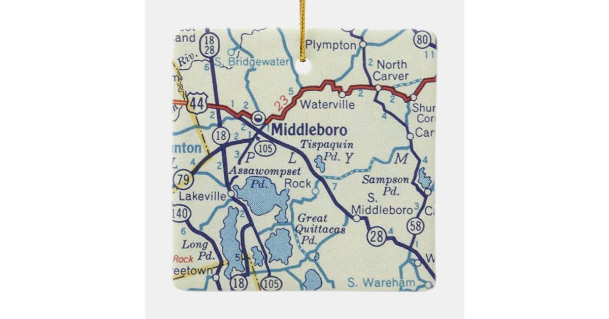 Middleboro MA Vintage Map Ceramic Ornament Zazzle