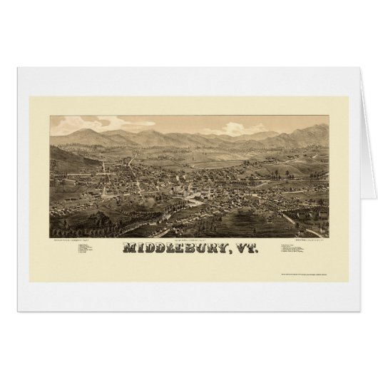Middlebury, VT Panoramic Map - 1886 Cards (Front Horizontal)