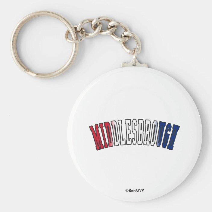 Middlesbrough in United Kingdom National Flag Colors Key Chain