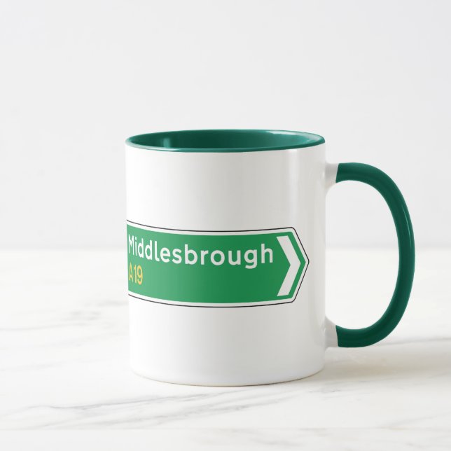 Middlesbrough, UK Road Sign Mug (Right)