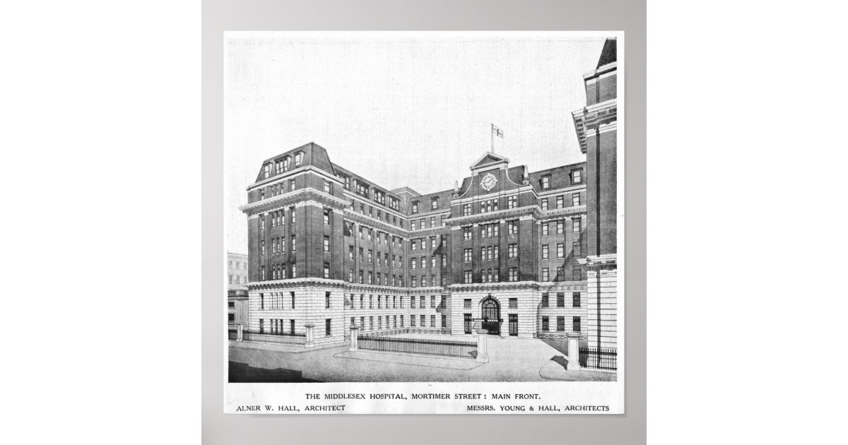 Middlesex Hospital Architects drawing Poster | Zazzle