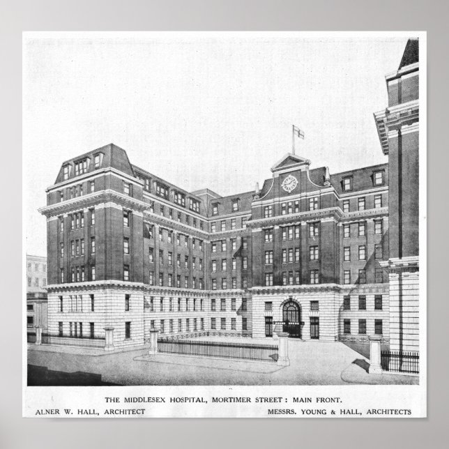 Middlesex Hospital Architects drawing Poster (Front)