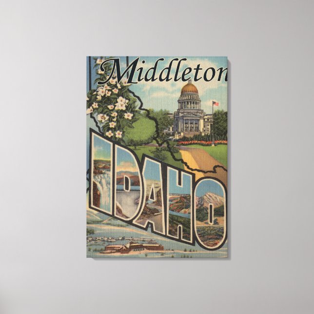 Middleton, Idaho - Large Letter Scenes Canvas Print (Front)