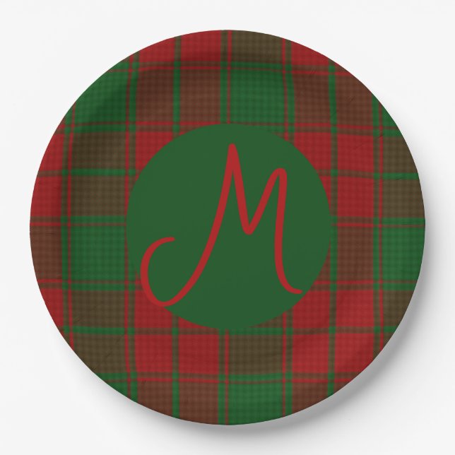 Middleton Tartan Monogrammed Paper Plates (Front)