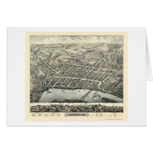 Middletown, CT Panoramic Map - 1877 Cards (Front Horizontal)