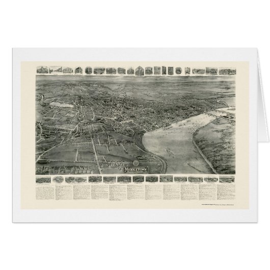 Middletown, CT Panoramic Map - 1915 Cards (Front Horizontal)