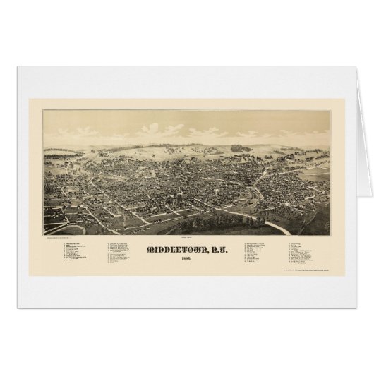 Middletown, NY Panoramic Map - 1887 Cards (Front Horizontal)