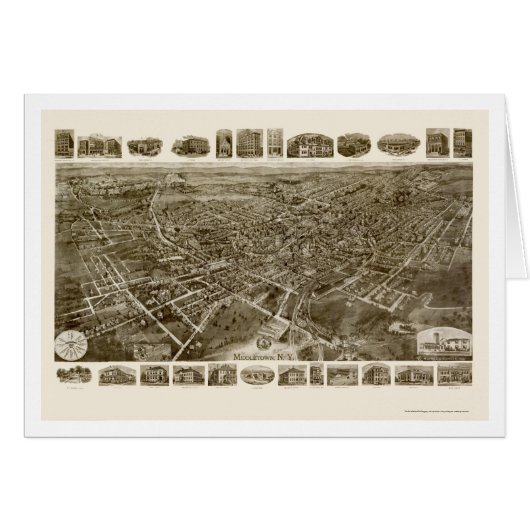 Middletown, NY Panoramic Map - 1921 Cards (Front Horizontal)