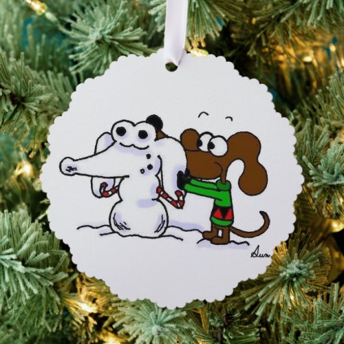 Midge Snowdog Customizable Paper Ornament Card