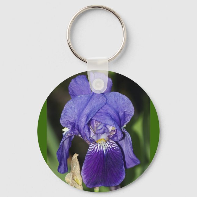 Midinight Iris Floral Keychain (Front)
