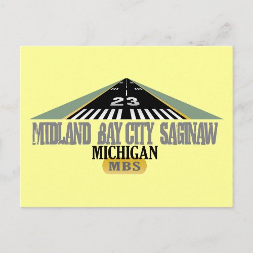 Midland Bay City Saginaw MI _ Airport Postcard