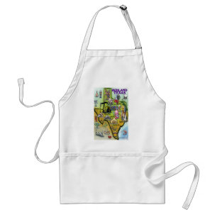Midland Texas Cartoon Map Adult Apron