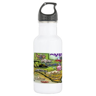 Midland Texas Cartoon Map Water Bottle