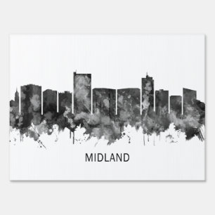 Midland Texas Skyline BW Sign