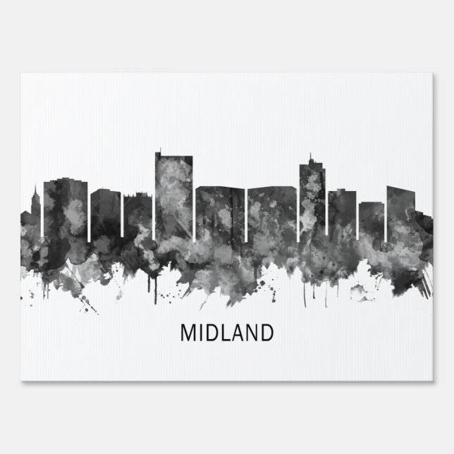 Midland Texas Skyline BW Sign (Back)