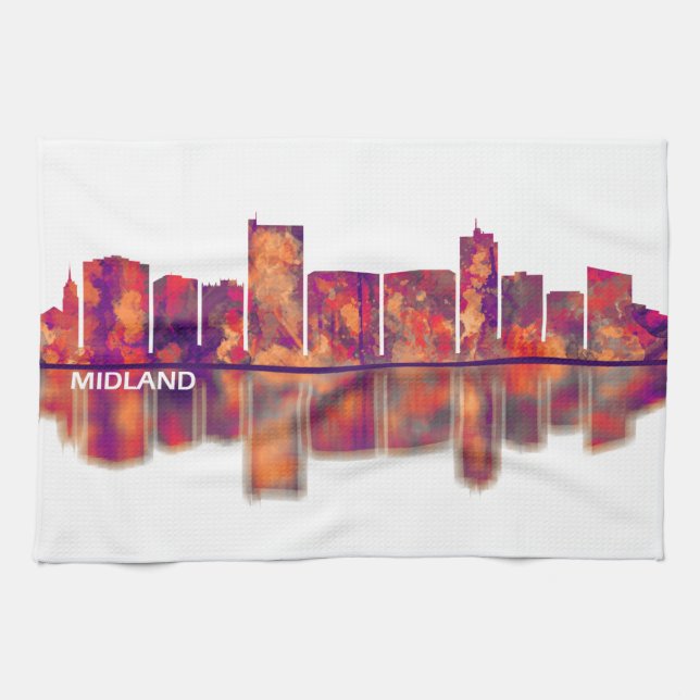 Midland Texas Skyline Kitchen Towel (Horizontal)