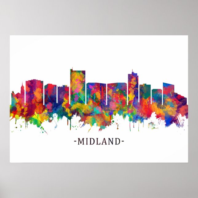 Midland Texas Skyline Poster (Front)