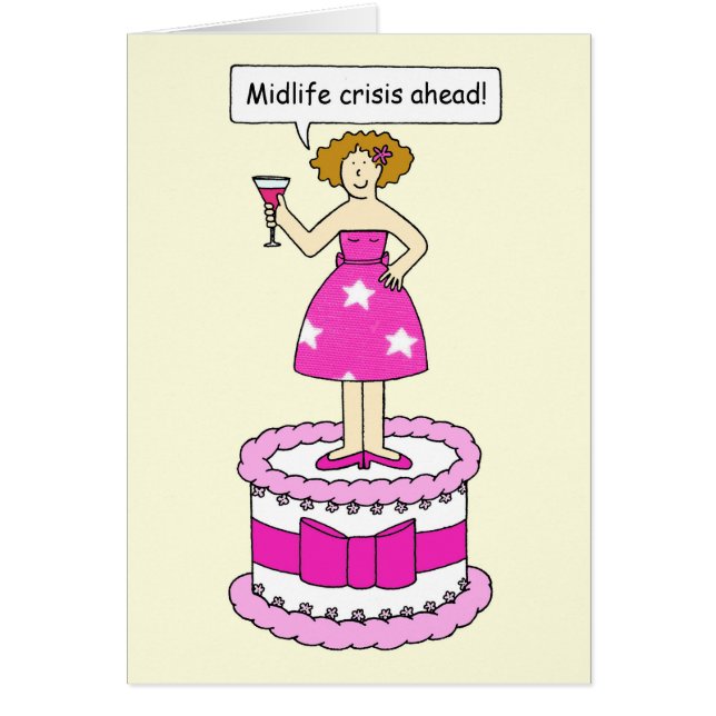 Midlife Crisis Ahead Cartoon Humor Cards (Front)