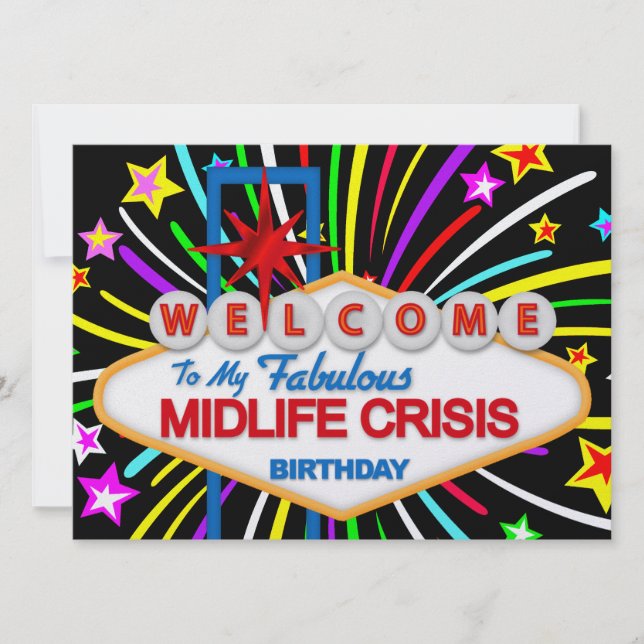Midlife Crisis Birthday Celebration - SRF Invitation (Front)