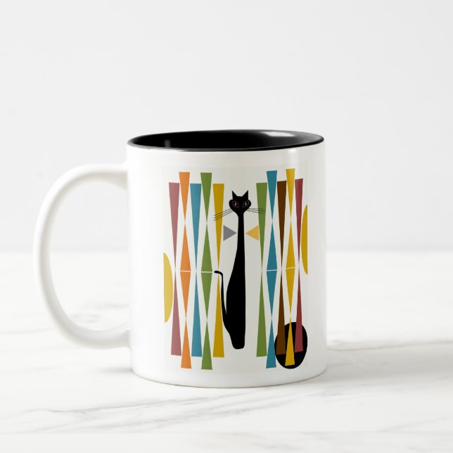 MidMod Art Cat 2 Two-Tone Coffee Mug (Left)