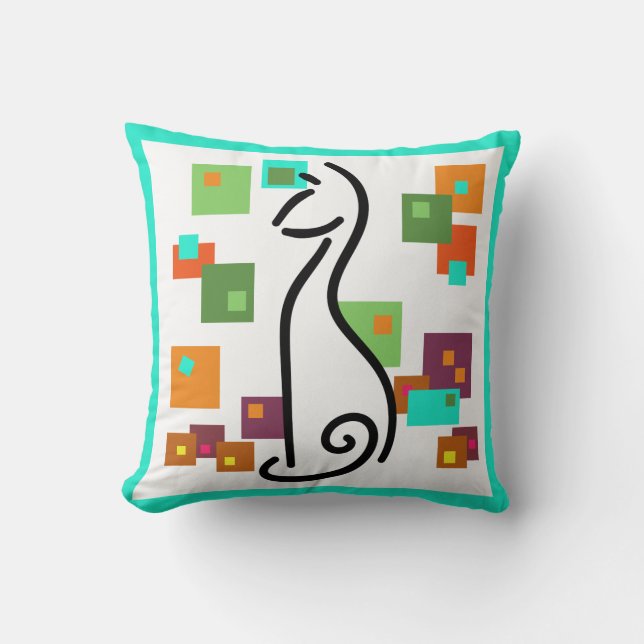 MidMod MCM Cat Throw Pillow (Front)