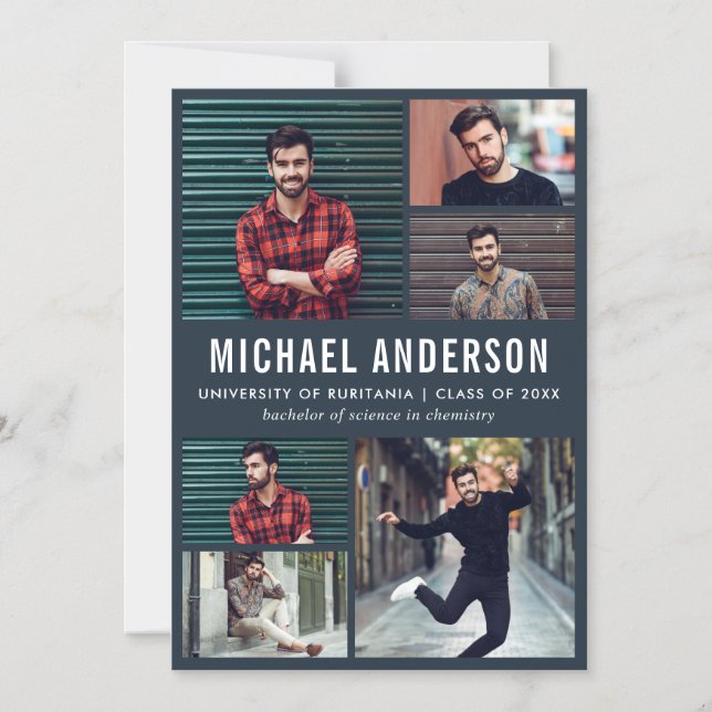 Midnight 6 Photo Chalkboard Graduate Announcement (Front)