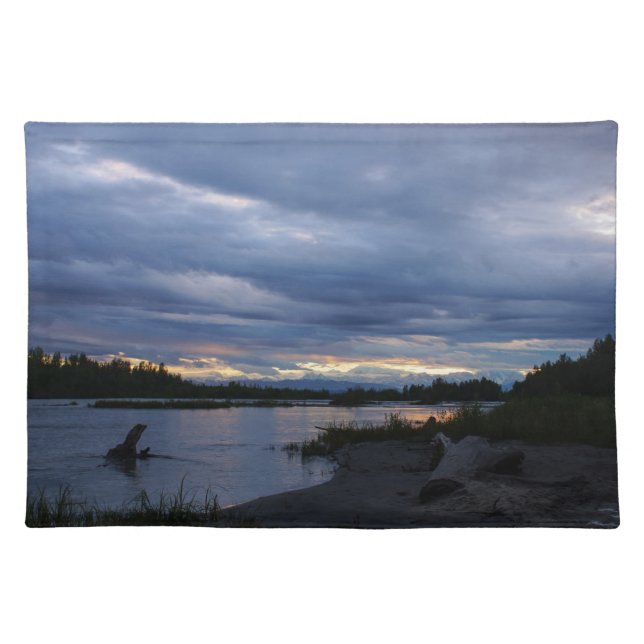 Midnight Alaska Sunset Cloth Placemat (Front)