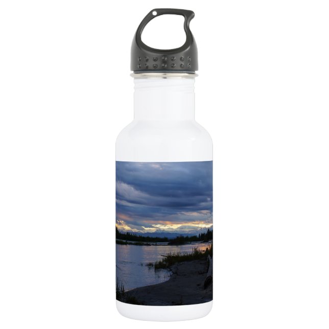 Midnight Alaska Sunset Stainless Steel Water Bottl Bottle (Front)