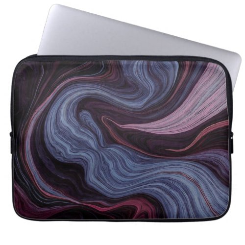 Midnight Amethyst Marble Swirl Purple Blue Fluid Laptop Sleeve