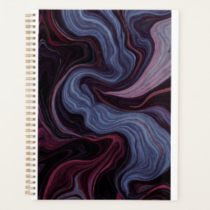 Midnight Amethyst Marble Swirl Purple Blue Fluid Planner