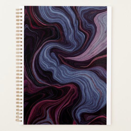 Midnight Amethyst Marble Swirl Purple Blue Fluid Planner