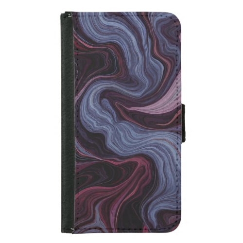 Midnight Amethyst Marble Swirl Purple Blue Fluid Samsung Galaxy S5 Wallet Case