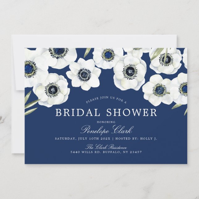 Midnight Anemone | Floral Bridal Shower Invitation (Front)