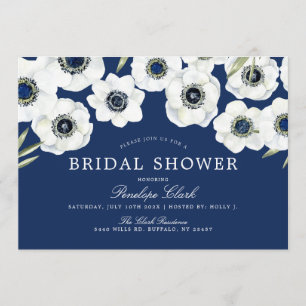 Midnight Anemone Floral Bridal Shower Invitation