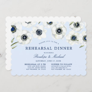 Midnight Anemone Floral Rehearsal Dinner Invitation