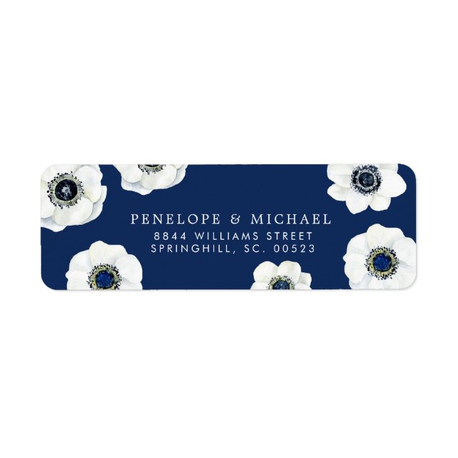 Midnight Anemone | Floral Wedding Label (Front)