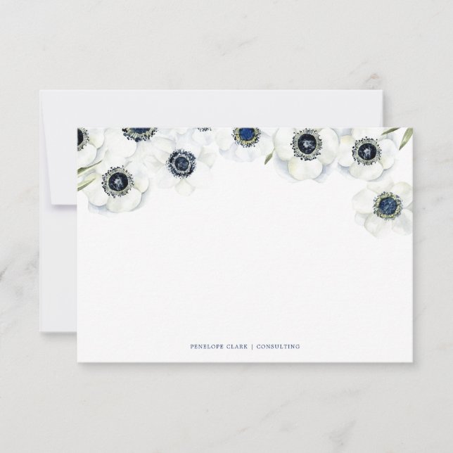 Midnight Anemone | Floral Wedding Note Card (Front)