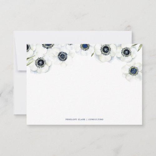 Midnight Anemone  Floral Wedding Note Card